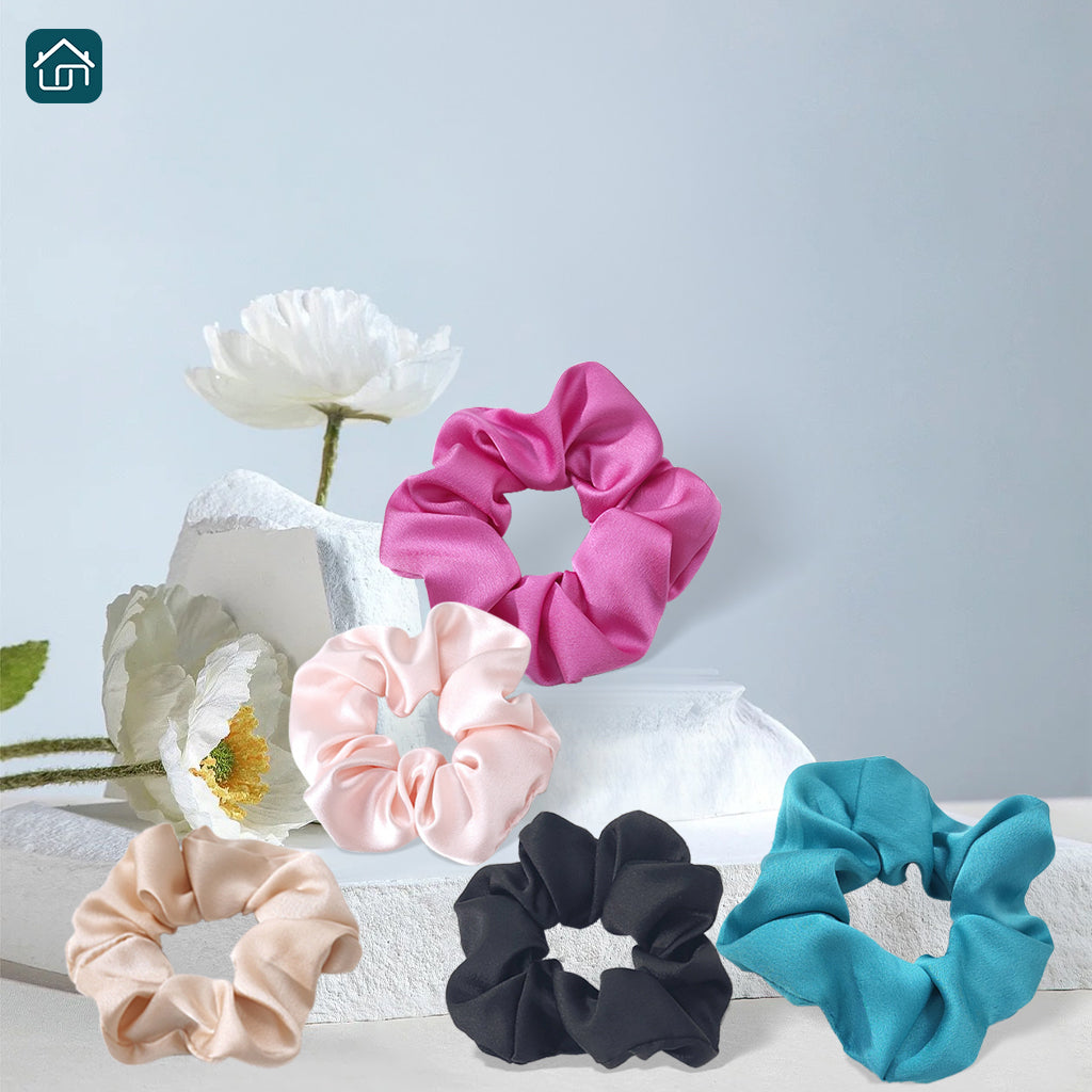 5 Piece Cute Scrunchies For Satin Hair, Satin Hair Scrunchie for Styling, Bands Ponytail Holder Hair Accessories for Women Girls Gifts