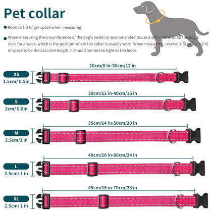 Reflective Dog Collar, Strong Nylon Collar for Large Male and Female Dogs, Adjustable Dog Collar with Quick Release Buckle for Small Dogs, Medium Dogs, and Large Dogs