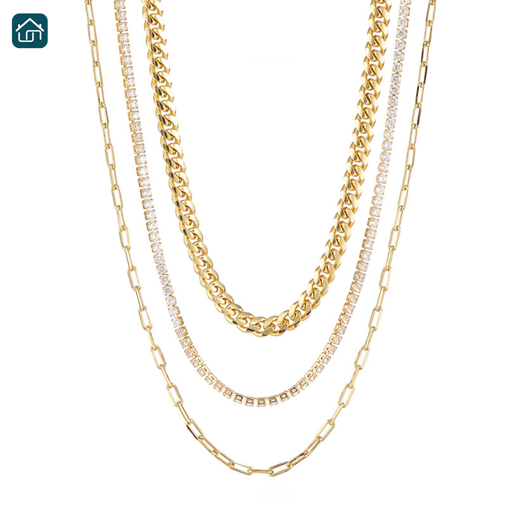 Women's Gold Layered Chain Necklaces Pendant, Necklace Necklaces in Different Fashion Styles, and High-end and Luxury Design Necklaces, Available in Multiple Styles