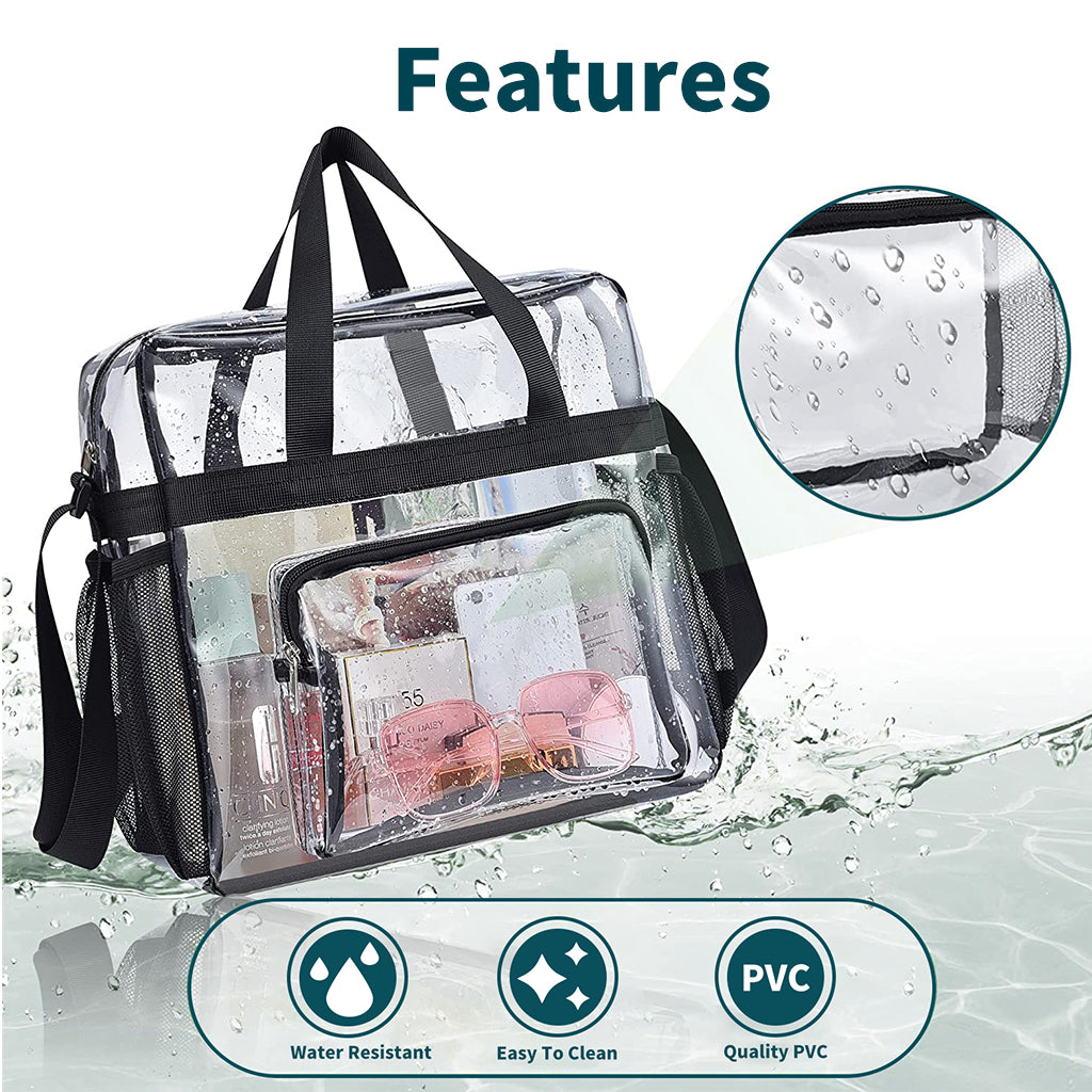 Clear Bag Stadium Approved 12x12x6, Clear Satchel Bag with Adjustable Strap, Clear Stadium Bag for Festivals, Concerts, Sports Events (Available in 2 Colors)