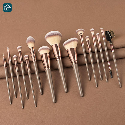 Makeup Brush Set 15pcs Advanced Synthetic Foundation Powder Concealer Eyeshadow Blush Makeup Brushes with a free beautiful Pu leather case (Available in Champagne and Brown Colors)