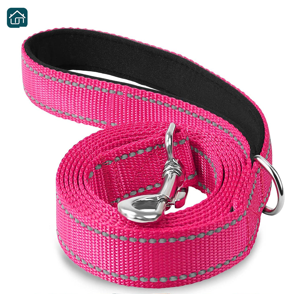 Reversible Reflective Dog Leash 5FT, Nylon Leash with Padded Handle for Walking, Training Leads for Medium, and Large Dogs, Available in Multiple Colors.