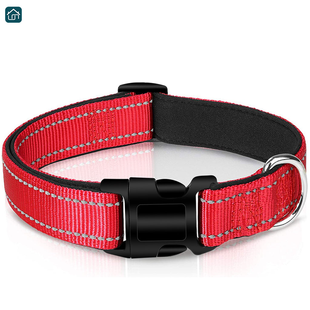 Reflective Dog Collar, Strong Nylon Collar for Large Male and Female Dogs, Adjustable Dog Collar with Quick Release Buckle for Small Dogs, Medium Dogs, and Large Dogs