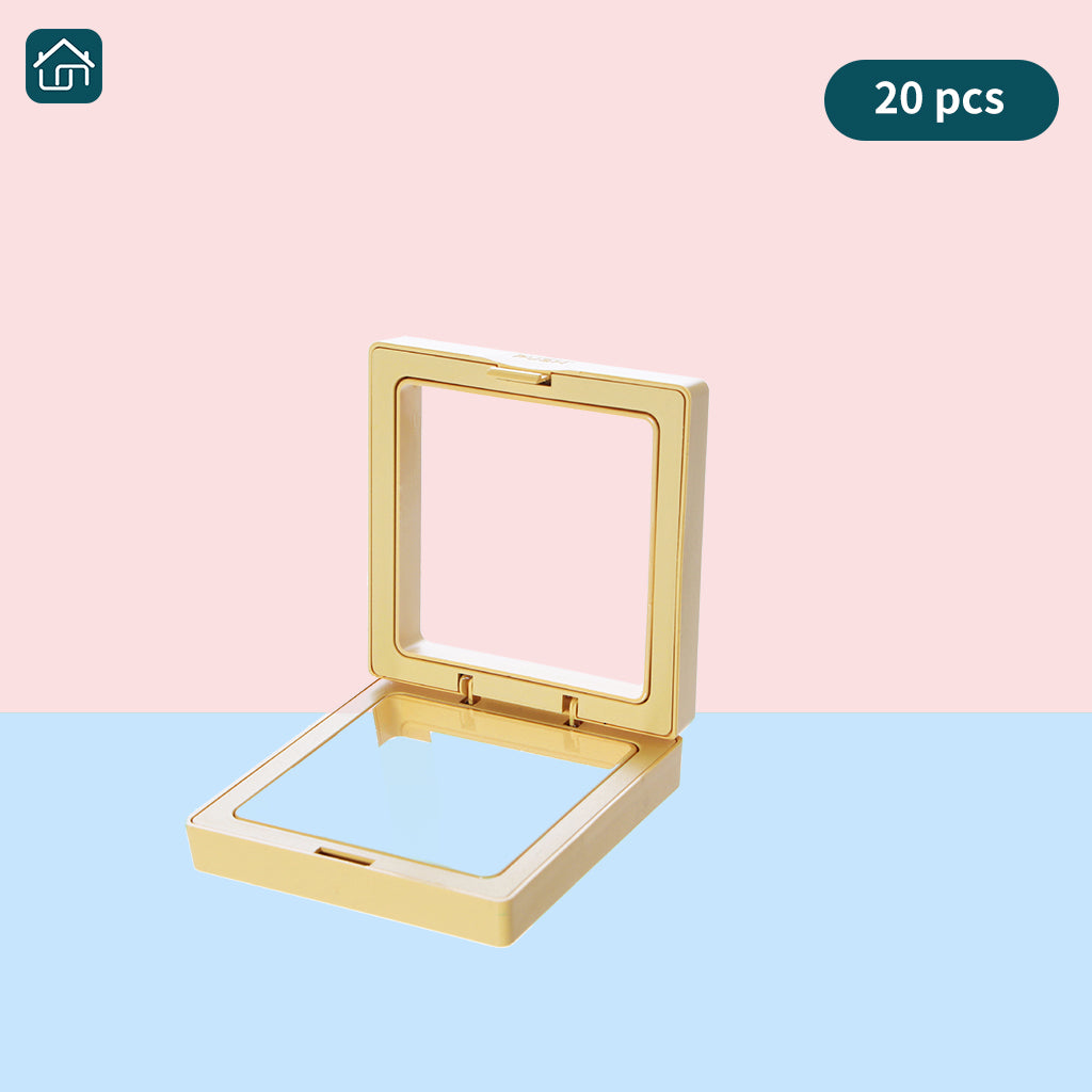 3D Floating Frame Display Stand, Transparent PE Jewelry Storage Box Hanging Frame for Jewelry, Coins, Badges, Pins