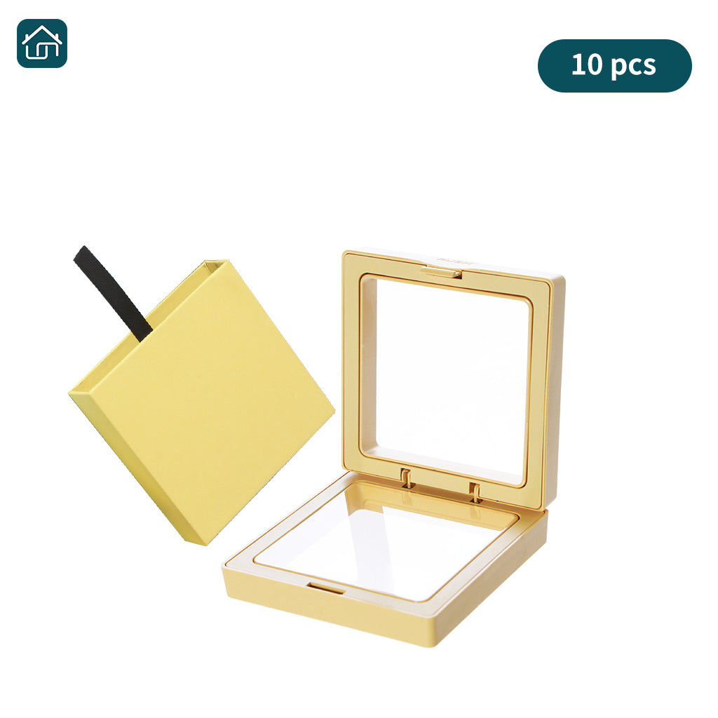 3D Floating Frame Display Stand, Transparent PE Jewelry Storage Box Hanging Frame for Jewelry, Coins, Badges, Pins