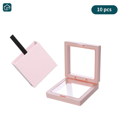 3D Floating Frame Display Stand, Transparent PE Jewelry Storage Box Hanging Frame for Jewelry, Coins, Badges, Pins