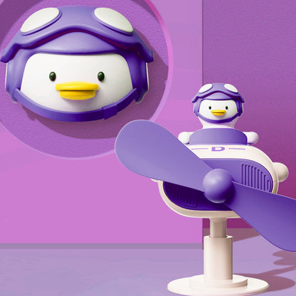 Cute Cartoon Pilot Small Fan, with Strong Wind and a Quiet Desktop computer screen, can be rotated in Multiple Angles,  USB-powered Portable Desktop Fan for Office Laptop or Computer
