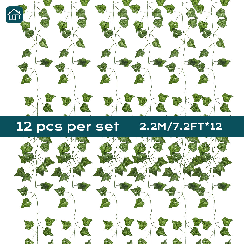 4 Kinds of Artificial Rattan Green Plant Garland, 12 Strands Each 7.2ft Simulation Vines, Hanging Plant Backdrop for Garden, Room, Bedroom Wall Decoration, Green Leaves for Jungle Themed Parties, and Wedding Decoration