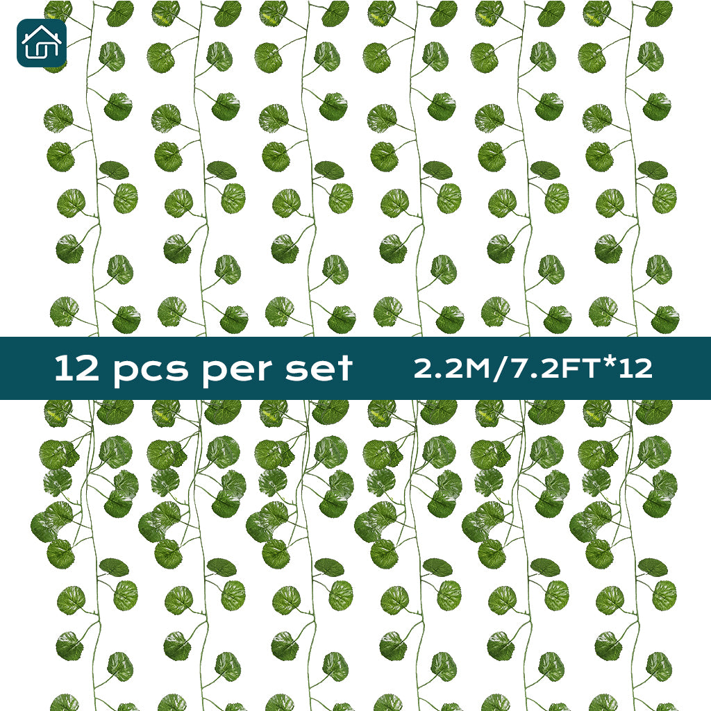 4 Kinds of Artificial Rattan Green Plant Garland, 12 Strands Each 7.2ft Simulation Vines, Hanging Plant Backdrop for Garden, Room, Bedroom Wall Decoration, Green Leaves for Jungle Themed Parties, and Wedding Decoration