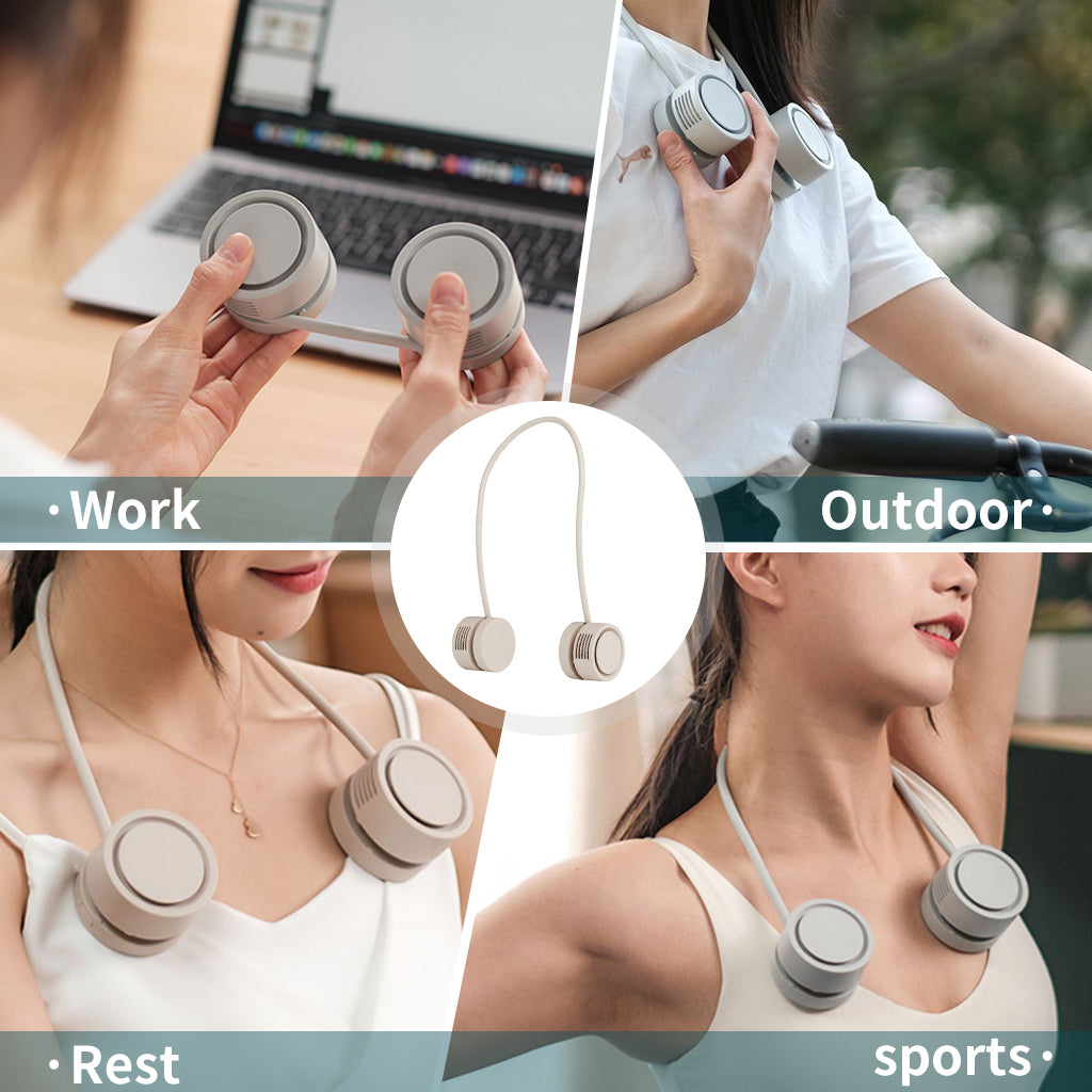 Portable Neck Fan, 1600 mAh Bladeless Personal Fan, USB Rechargeable (3-Speed Adjustable) wearable cooling head fan, 360-degree Free Rotation, Suitable for Travel, Sports, Office, and Reading (3 Color Options)