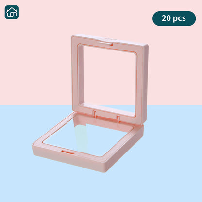 3D Floating Frame Display Stand, Transparent PE Jewelry Storage Box Hanging Frame for Jewelry, Coins, Badges, Pins