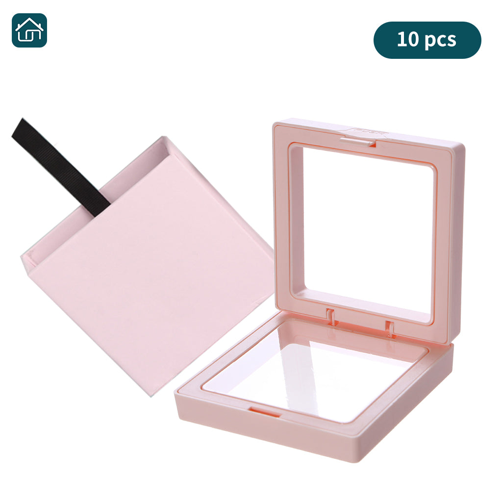 3D Floating Frame Display Stand, Transparent PE Jewelry Storage Box Hanging Frame for Jewelry, Coins, Badges, Pins